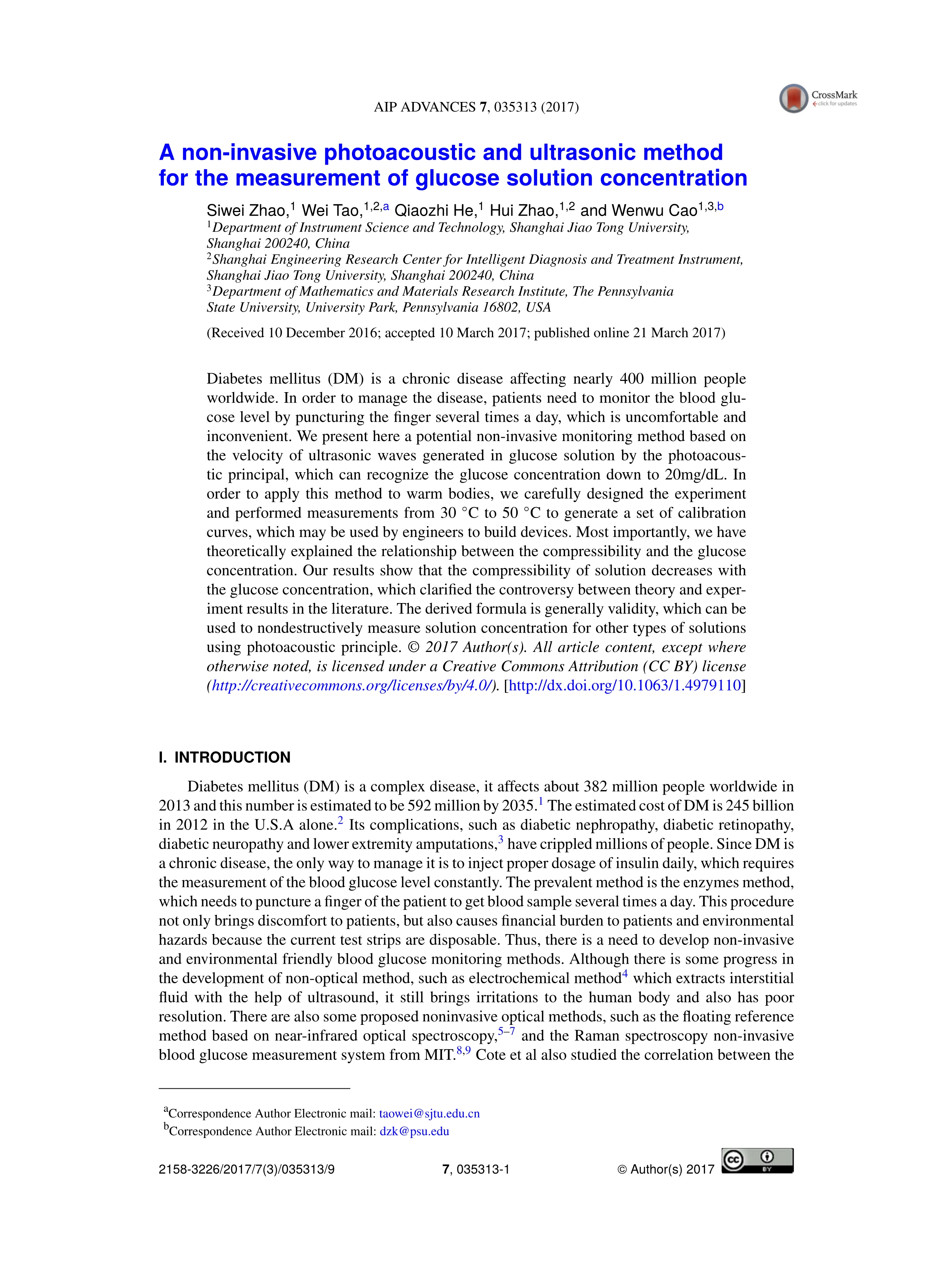 04 SCI论文-A non-invasive photoacoustic and ultrasonic method for the measurement of glucose solution concentration